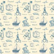 Seamless pattern with travel illustrations N2