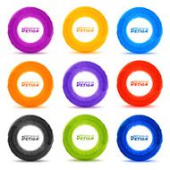 Set of 9 Hand drawn colorful watercolor circles