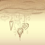 Vector abstract floral decorative background with doodle hearts N2