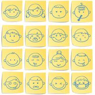 Doodle memo icon set - facial expression