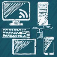 Digital devices hand drawn