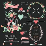 Chalkboard Birdcage Wedding Flowers- Illustration