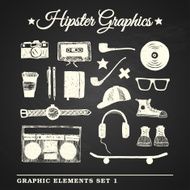 Hand-drawn vector set of hipster graphics