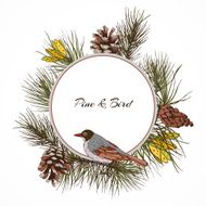 Bird pine branch label