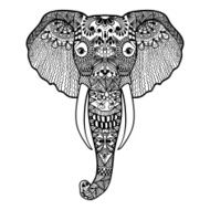 Zentangle stylized Elephant Hand Drawn lace vector illustration