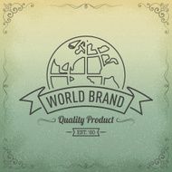 Hand Drawn Vintage Label for World Brand
