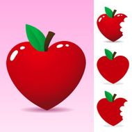 Red heart apple - vector