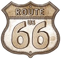 cartoon U S Route shield- route 66 road sign N2