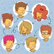 Young adult people connected