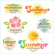 Summer Watercolor Design Elements