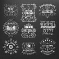 Vintage style Christmas labels on black background N2