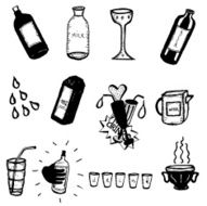 Doodle Bottles Drinks And Glasses