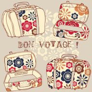 Background with vintage suitcases