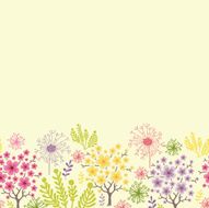 Spring Forest Floral Horizontal Seamless Pattern