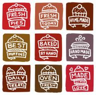 Baking and muffin icons block icon set