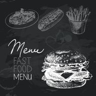 Fast food hand drawn chalkboard design set N2