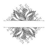 Card template with fantasy black and white flower N3
