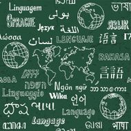 Languages seamless pattern Hand drawn Vector illustration