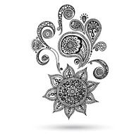 Henna Flowers and Paisley Mehndi Tattoo Doodles