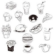 hand draw foods in doodle style N2