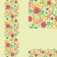 Bright red flowers in the garden seamless pattern set