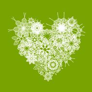 White floral heart shape for your design