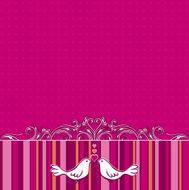 hand draw doves on pink striped background