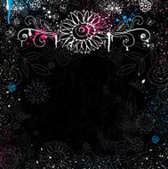 hand draw flowers on black background N5