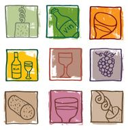Retro print wine icons