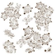 Flower pattern engraving scroll motif for card
