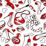 Seamless pattern of shoes and accessories