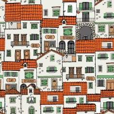 Seamless pattern of old houses N2