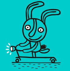 Rabbit drive a scooter N2