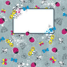 grunge background with butterflies N2