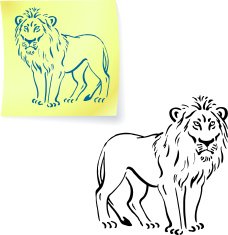 Lion drawing on post it note