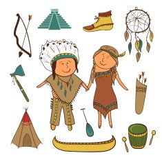American Indian icons set