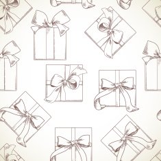 Seamless texture Hand drawn gift boxes with bows and ribbons N3