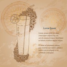 Wine Glass With The Doodle Circular Pattern Grunge Background N8