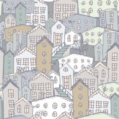 Urban winter landscape seamless pattern Sketch Gray blue vec