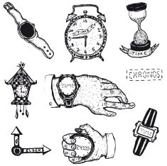 Doodled time watch and Clock Set
