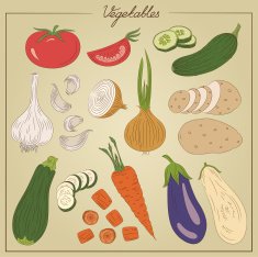 Color vintage vegetables illustration