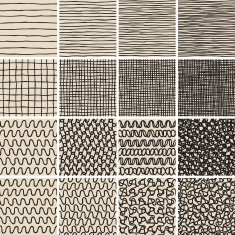 Basic Doodle Seamless Pattern Set No 1 in black and white