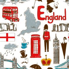 Sketch England seamless pattern N2