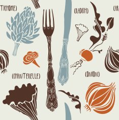 Collection of hand-drawn vegetables seamless background