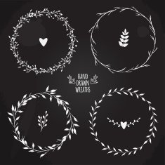 four floral wreaths