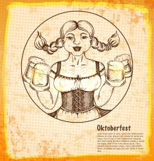 Beer Oktoberfest festival Waitress in dirndl Toby jugs