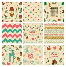 Christmas Doodles Seamless Background Set N3