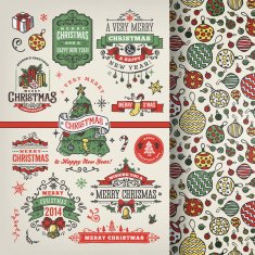 Hand Drawn Christmas Labels & Badges N20