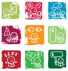 Money and work life balance icons N2