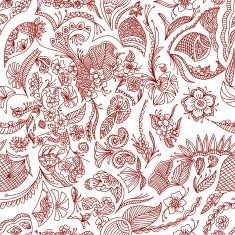 Henna Doodle Floral Seamless Background